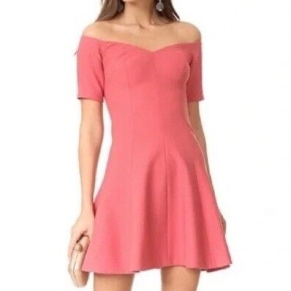 Cinq a Sept women’s Kenna rose pink mini off shoulder dress 10 - Picture 1 of 8